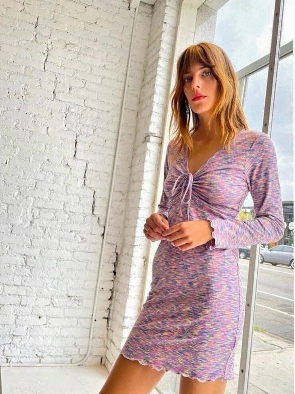 Lisa Says Gah Lotta Space Dye Ruched Mini Dress NWT